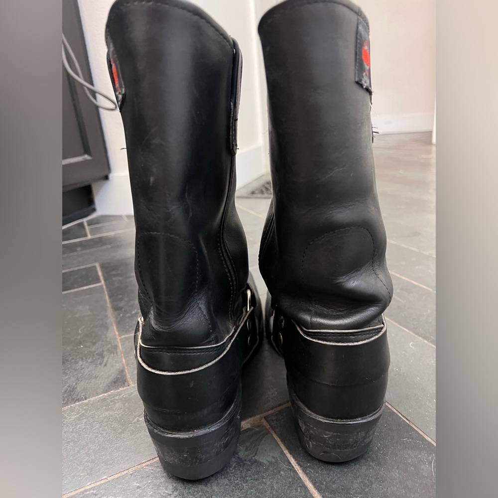 Black leather biker motorcycle harness boots by rev gear - Picture 3 of 6